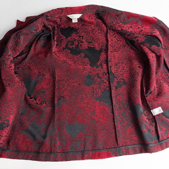 Christopher & Banks Chenille Brocade Full Zip Jacket Womens Large Red Whimsigoth - Picture 7 of 15